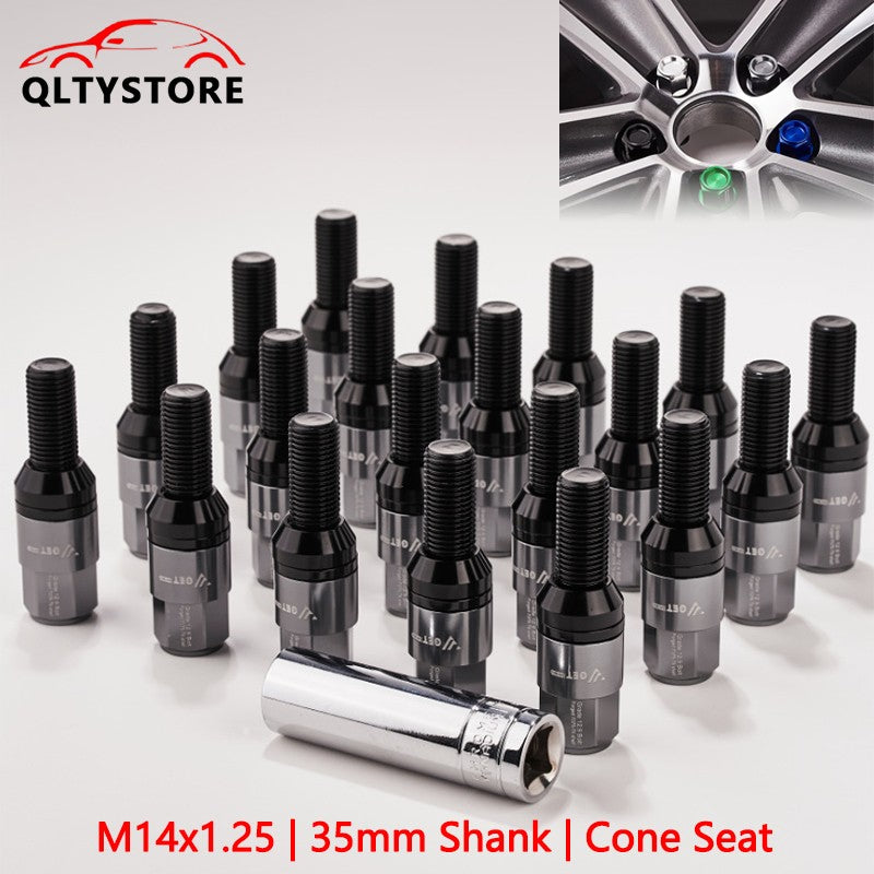 20x M14x1.25 Wheel Lug Bolt 35mm Shank Cone for Seat Stud for Most Aftermarket Q