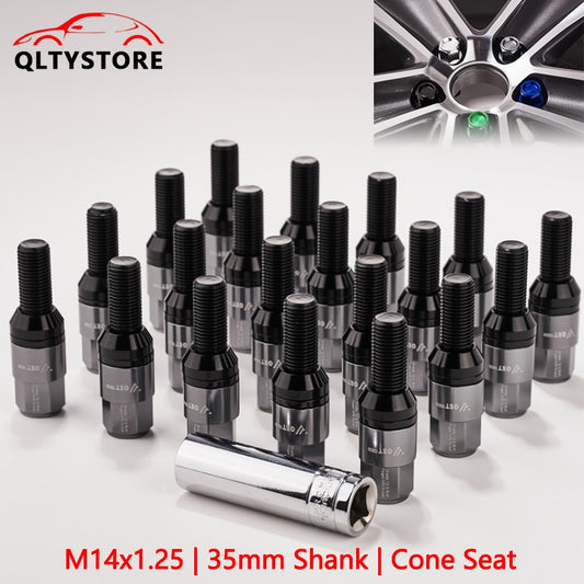 20x M14x1.25 Wheel Lug Bolt 35mm Shank Cone for Seat Stud for Most Aftermarket Q