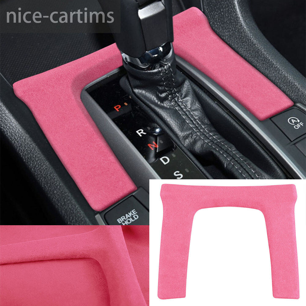 Suede Pink Console Automatic Gear Shift Panel Cover for Honda for Civic 10th 2016-21