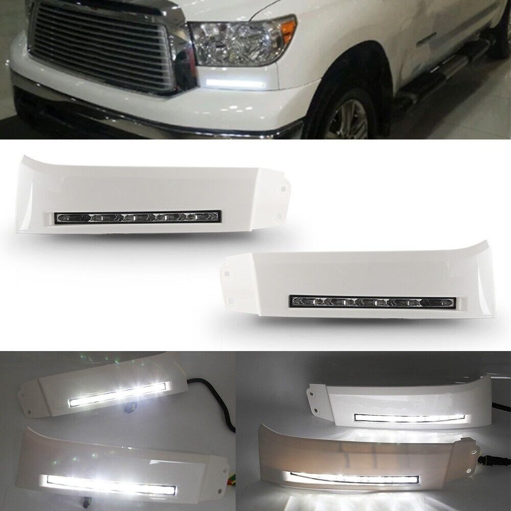 For White 2007-2013 Tundra Headlights Bumper DRL LED Running Lights Lamps Xsp-X Q