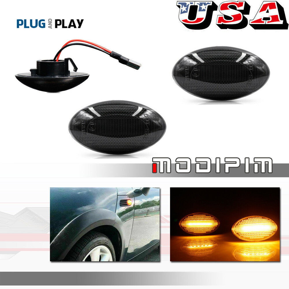 2-Pack Smoked Lens Amber LED Side Marker Lights for Mini Cooper R50 R52 R53 02-08