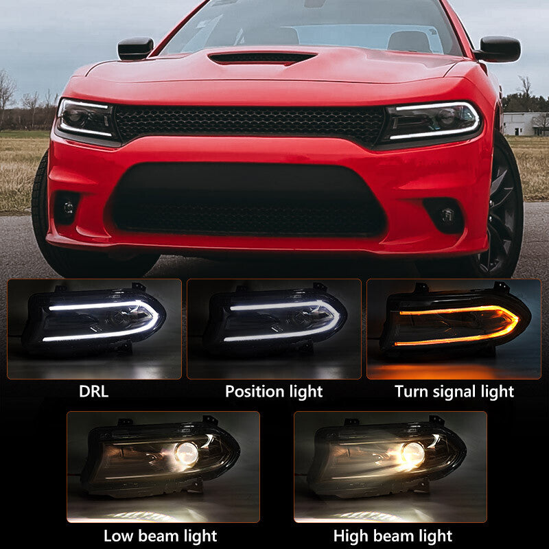 2P For 2022-2023 for Dodge Charger Halogen Projector Headlights Headlamps Left Right