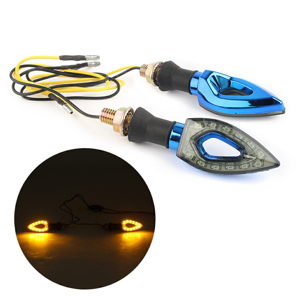 2x Universal 12V LED Turn Signal Indicator Blinker Amber Light Lamps Blue Q