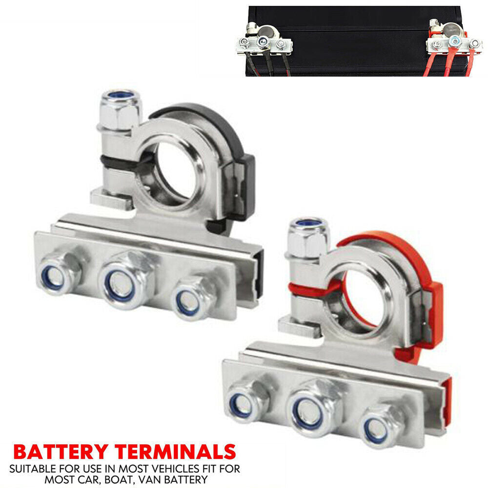 2-Piece Pack of Automotive Battery Terminal Connector Wire and Cable Clamps (Positive and Negative) n