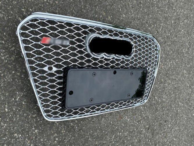 Chrome honeycomb front bumper grille for Audi A5, S5, and RS5 styling 2012-2016.