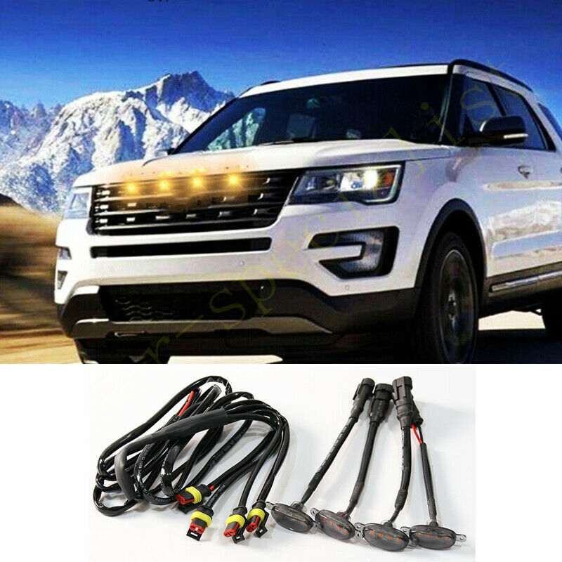 4pcs  for ford  Explorer 2016-2019 Front Grille LED Light Style Grill Trim Q