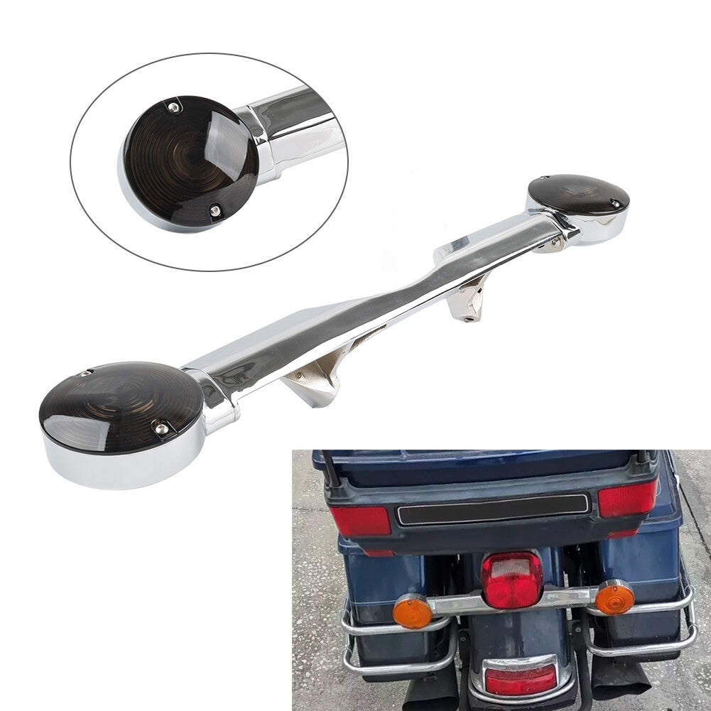 Chrome Rear Turn Signal Bar Housing Lens for Harley Road King FLHR Classic FLHRC Q