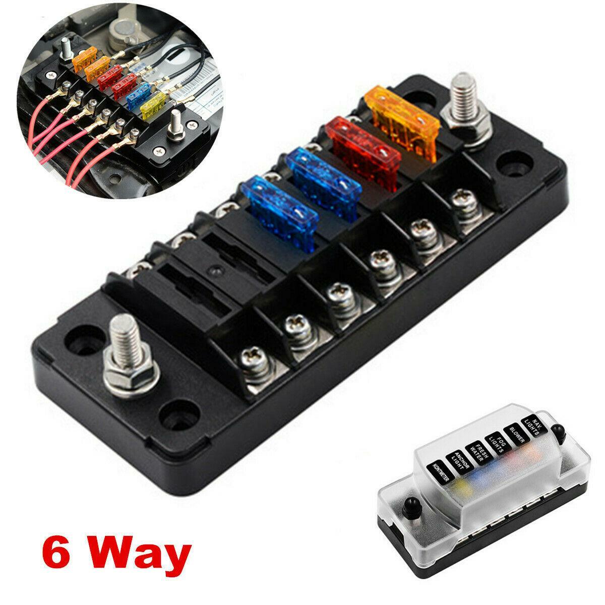 Automotive/Marine UTV 4x4 Blade Fuse Box Cover 12V Universal 6-Way n