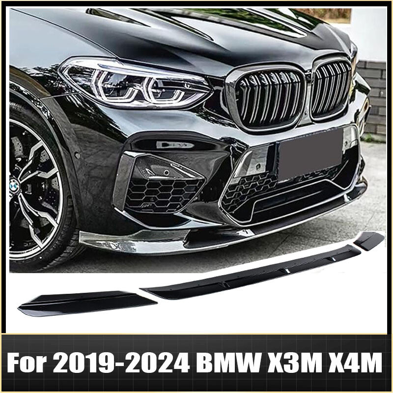 Clossy Black Car Front Bumper Lip Spoiler Splitter Body Kit Fit for BMW X3M X4M