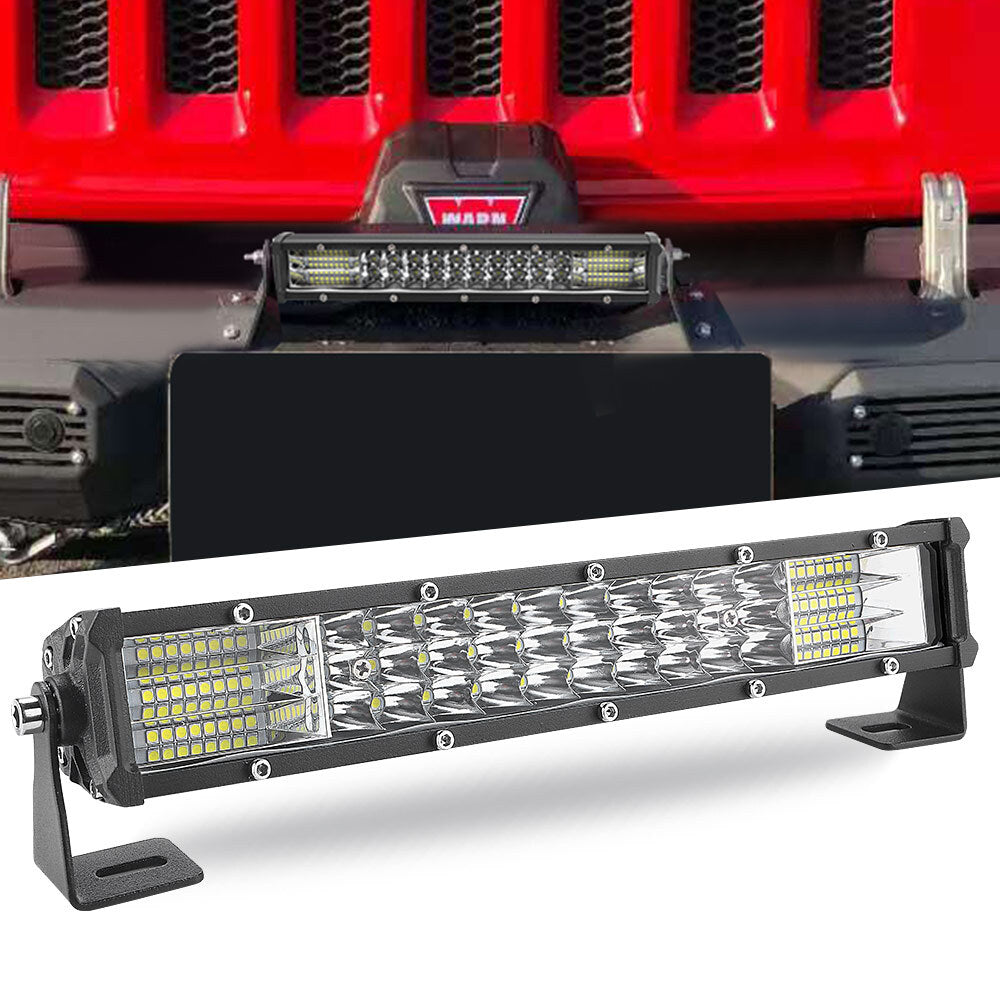 10inch LED Work Light Bar Tri-Row Combo Spot Flood Driving Offroad Truck SUV 4WD
