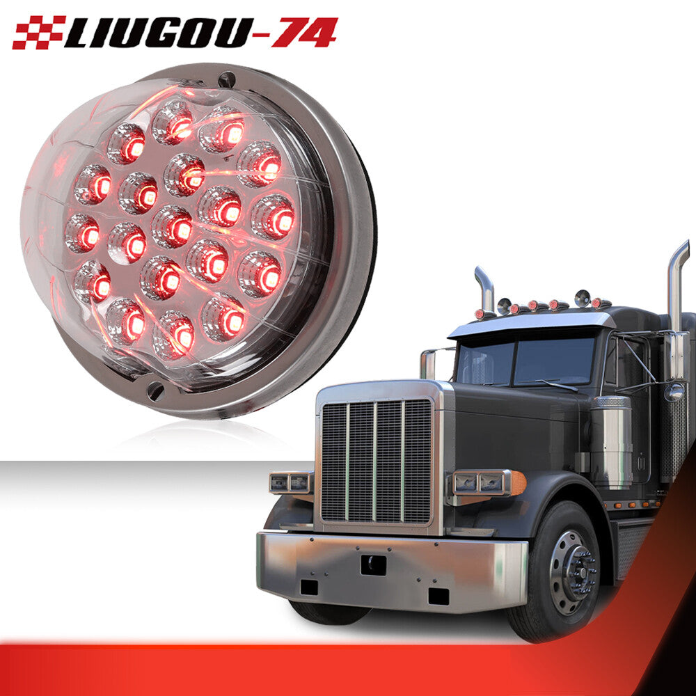 1-Pack Red Watermelon Marker Turn Signal Light with Transparent Lens (19 LEDs) - Universal Q