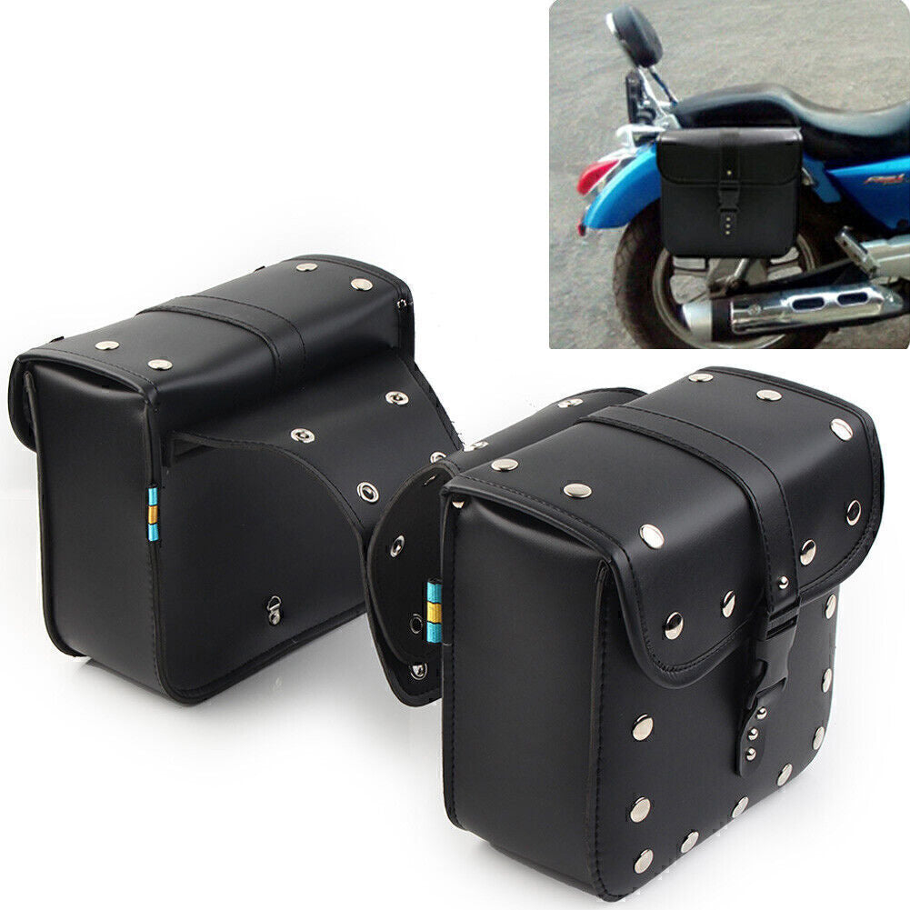 Pair Universal Motorcycle Saddle Bags Side Storage Luggage Bag Fork Tool Pouch Q
