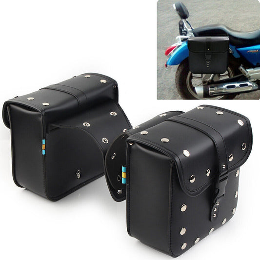 Pair Universal Motorcycle Saddle Bags Side Storage Luggage Bag Fork Tool Pouch Q