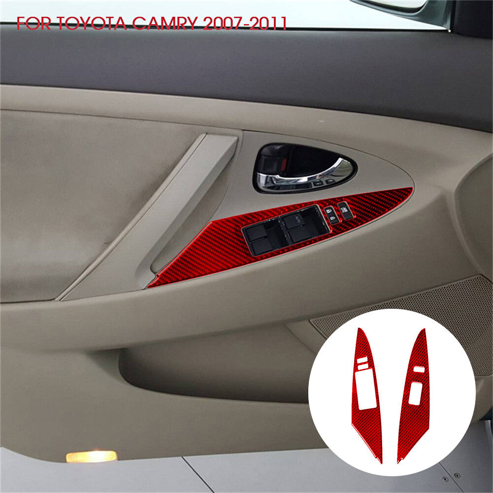 2Pcs Carbon Fiber Interior Front Window Control Cover Trim for Lincoln for Navigator v