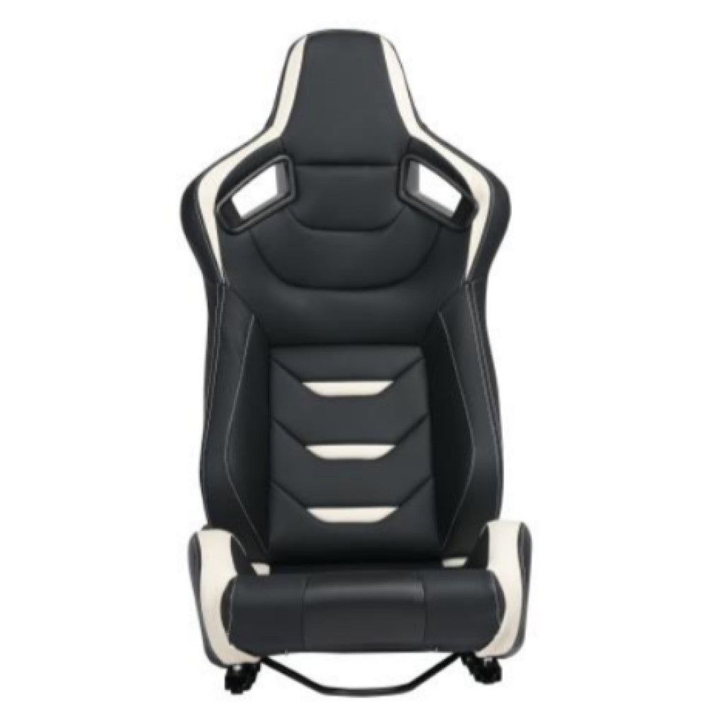 2-Piece Universal Bucket Racing Seats - Red Needle Red PVC Leather Reclining Carbon Fiber Q