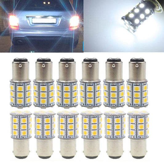 12x CE BA15D 27SMD RV Marine Boat Trailer Light bulbs 1076 White n