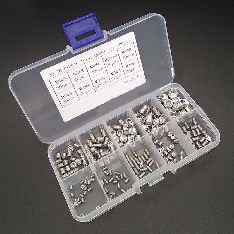 Stainless steel socket hex screw cup tip, categorized as M3, 4, 5, M6, M8, 200 pieces - n