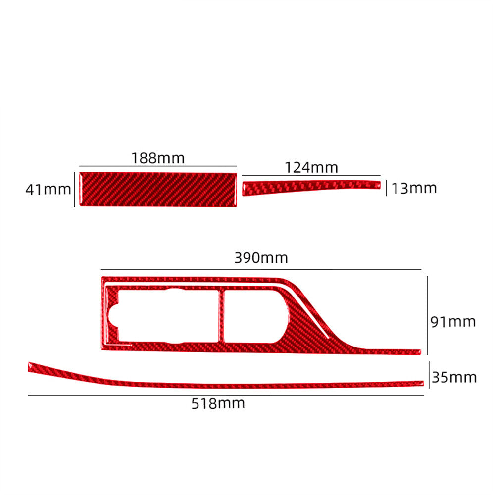 4¡ÁRed Carbon Fiber Central Control Gear Shift Panel Trim for Jaguar XF 2009-2011