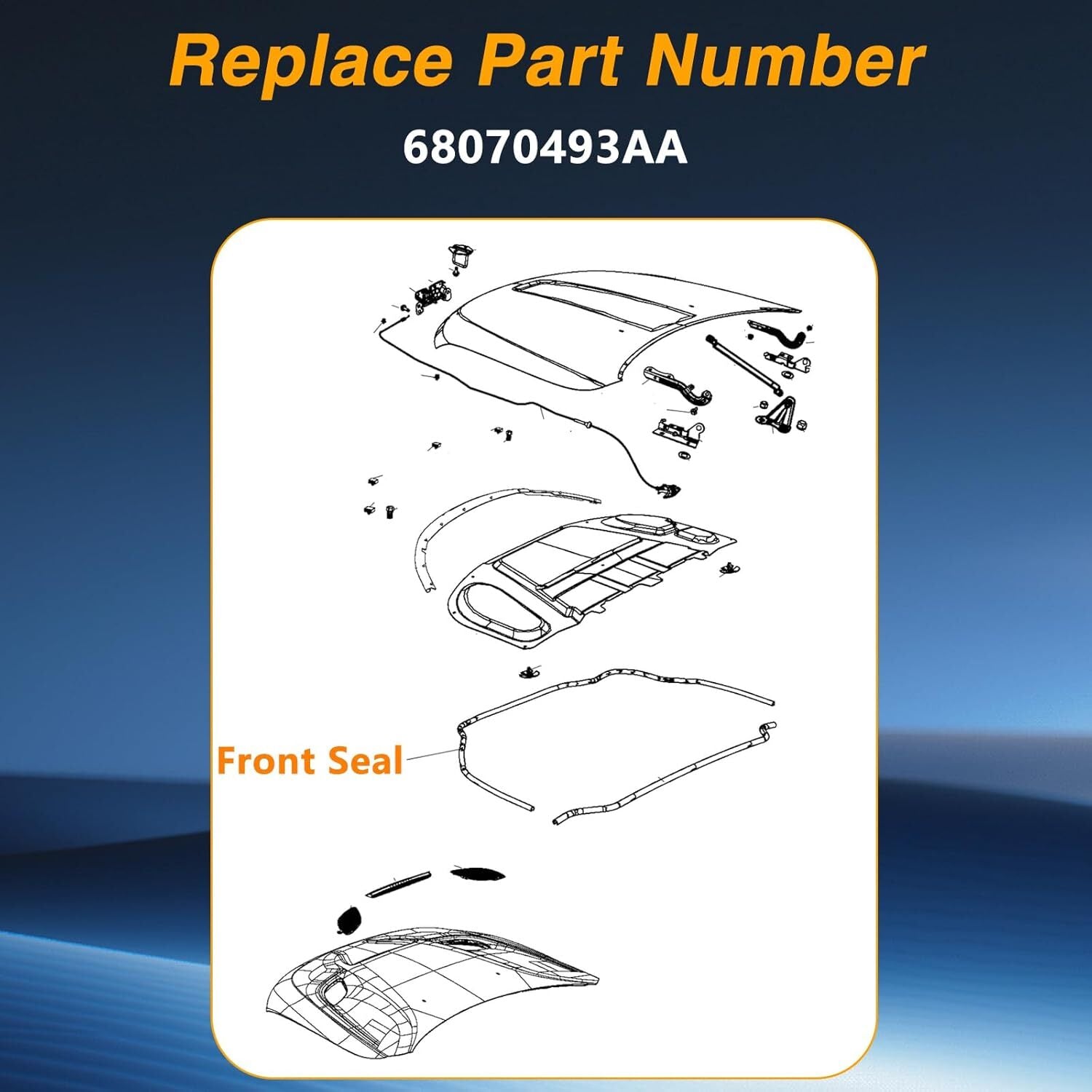 Rubber Front Hood Seal Weatherstrip For 2011-2020 Grand Cherokee for Dodge Durango