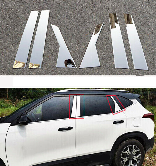 Chrome Pillar Panels for Kia Seltos 2020-2023 Door Trim Window Mirror Cover Kit