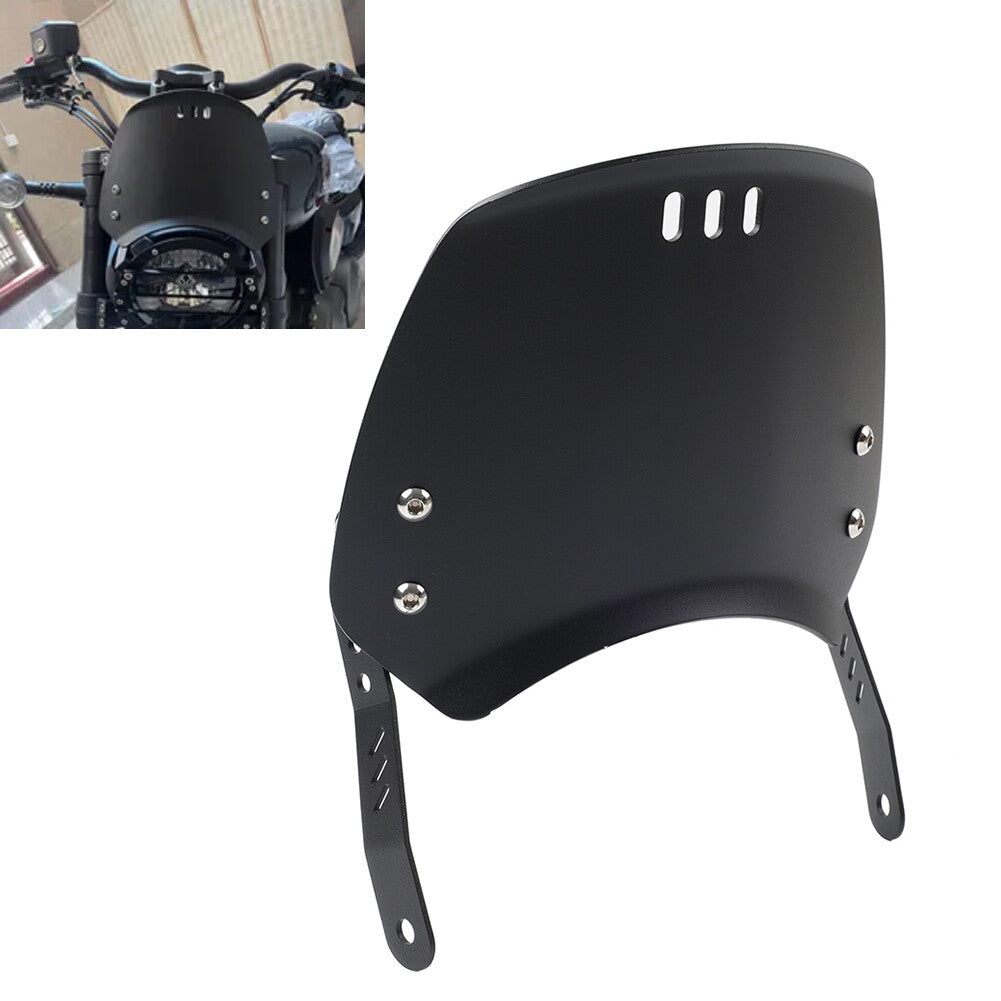 Universal Motorcycle Windshield Windscreen W/Bracket For 6-8'' Round Headlight