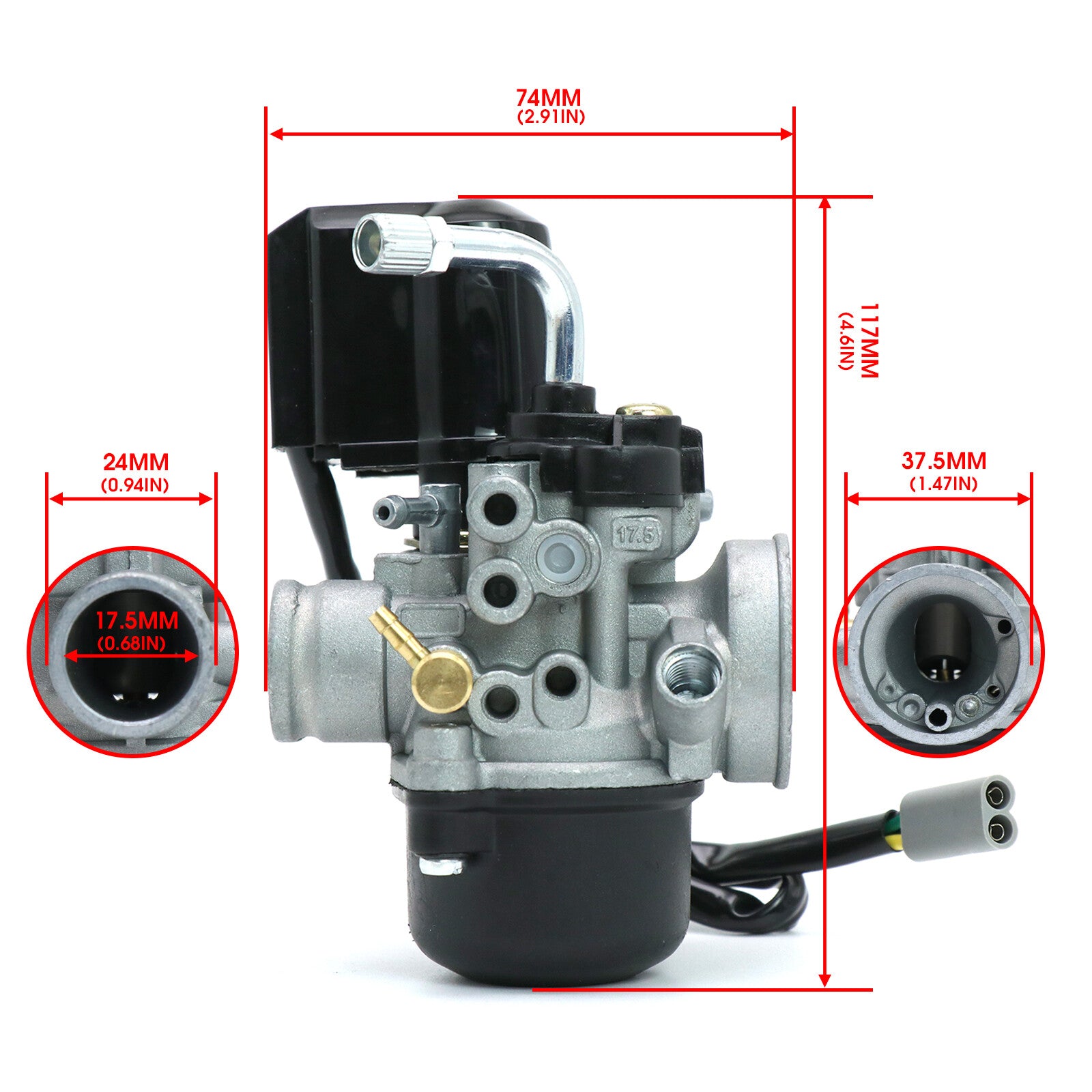 DELLORTO PHVA 17.5ED Carburetor 17.5mm w/E-Choke for PIAGGIO VESPA 50cc Scooter Q