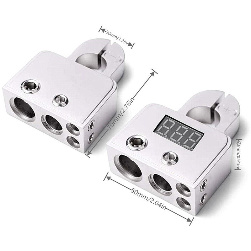 2x Digital Voltmeter Automotive Battery Termination Wire Connector + - 0/4/8 AWG Power Rear Kit - n
