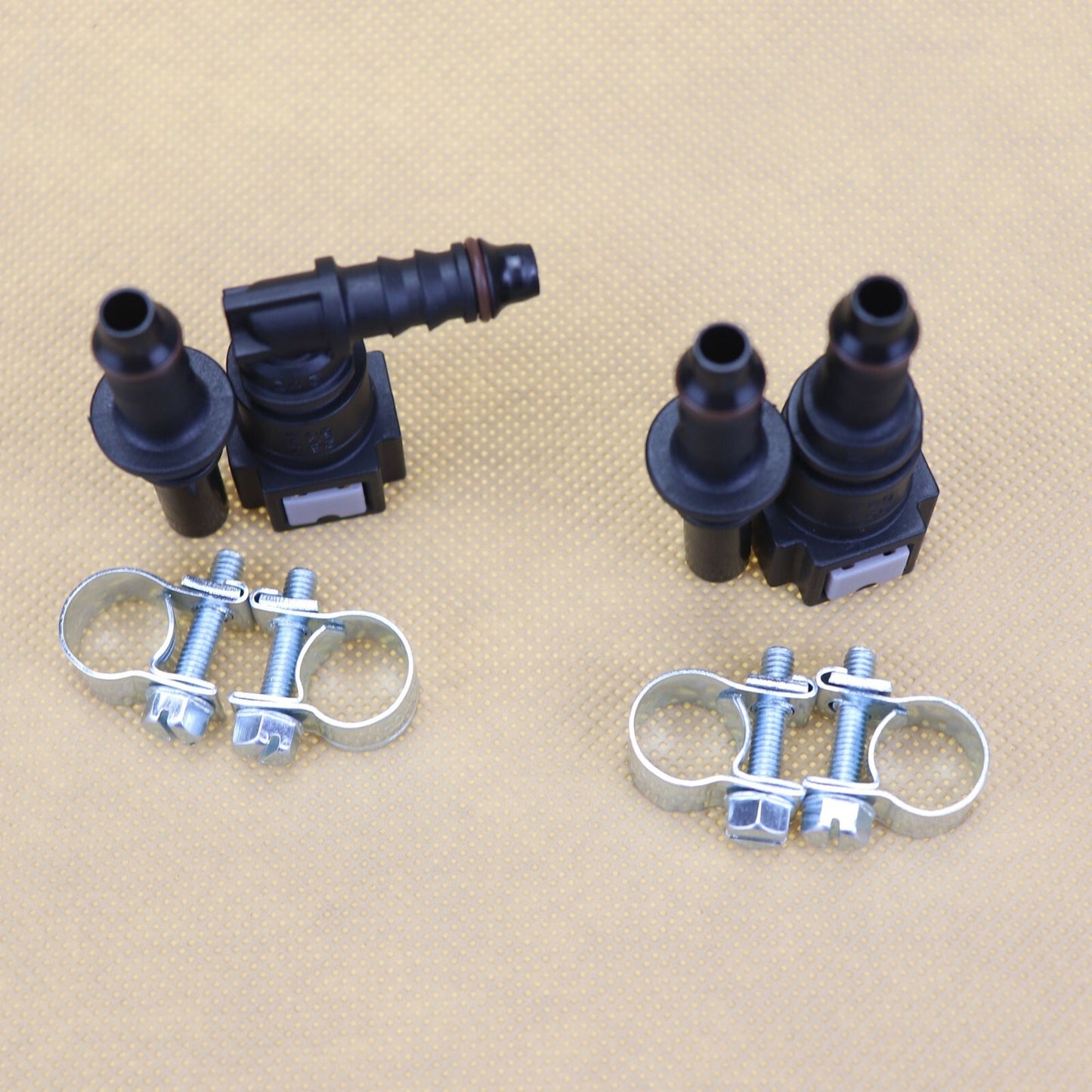 2 sets of 1/4-inch SAE to 1/4-inch automotive nylon fuel line hose quick-release connectors