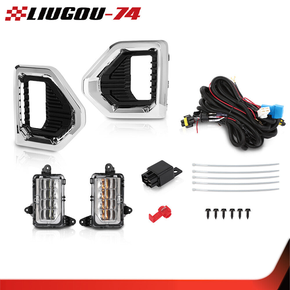 Fog Light w/wire & for CHRome Bezel Fits 19-21 for GMC for Sierra 1500 Denali LED- v