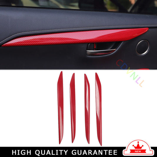 Car Inner Door Panel Cover Trim Inner Fit for Lexus NX 2015-20 Red Carbon Fiber