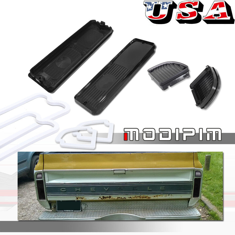 Pair of Pickup Tail Light Housings with Washers Smoked for 1967 - 1972 for and for GMC Trucks - v