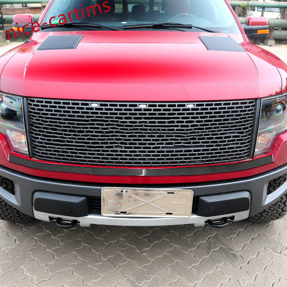 2¡ÁCarbon Fiber Front Bumper Grille Lower Panel Cover Fit for Ford F150 2009-2014