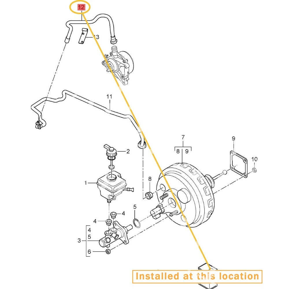 Suitable for Porsche for Cayenne brake booster vacuum hose pump to booster line 95557930