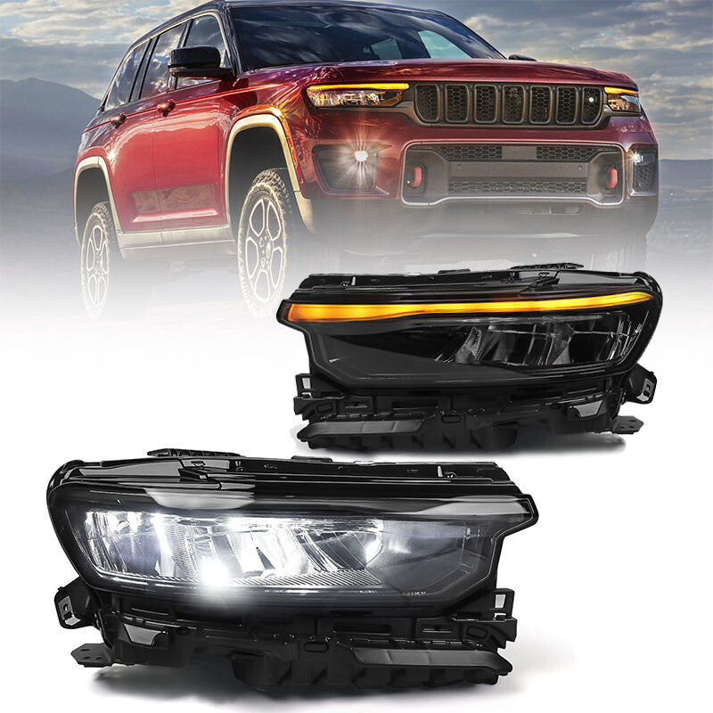 2P For 2021-2024 for Jeep Grand Cherokee Full LED Headlights Headlamp Assembly LH RH
