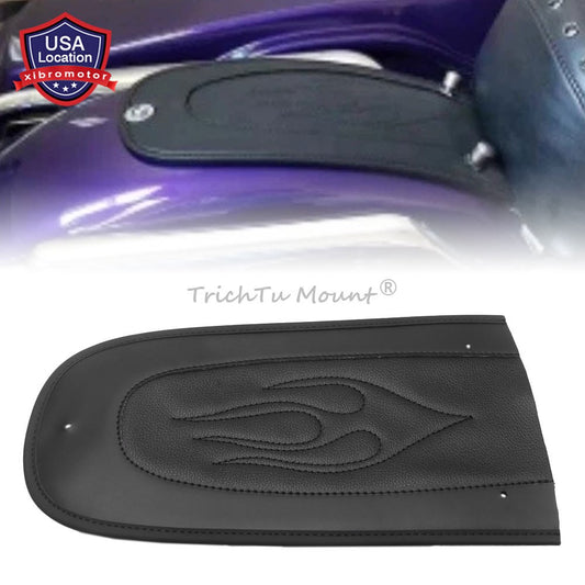 Flame Stitch Black Leather Rear Fender Bib Solo for Seat for Harley Road King FLHRS Q