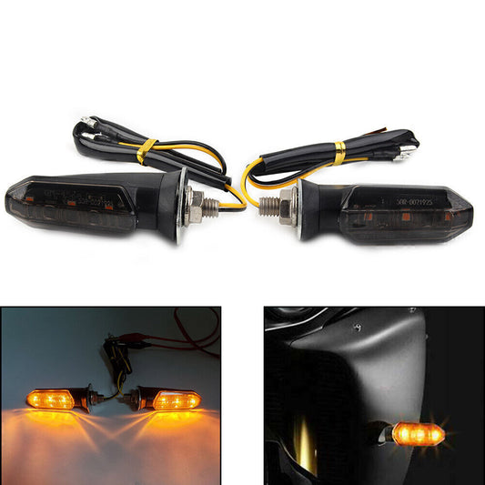 2X Universal Motorcycle LED Smoke Turn Signal Indicator Amber Blinker Light Q