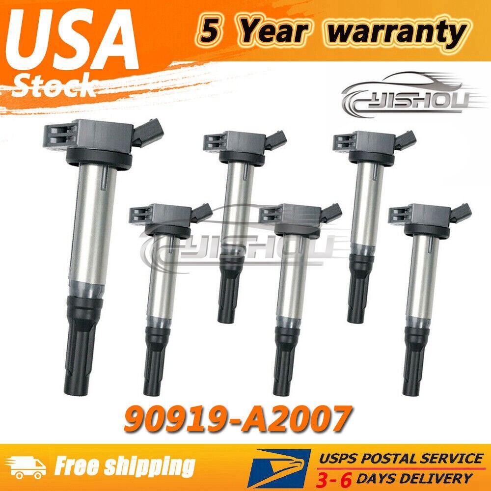6PCS 90919-A2007 for Toyota for Avalon for Camry for Lexus RX350 ES350 3.5L Ignition Coils