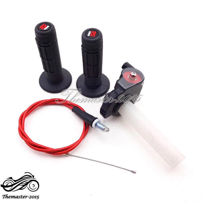 Twist Throttle Cable Hand Grips For Chinese 110 125 140cc SSR Kayo Dirt Pit Bike Q