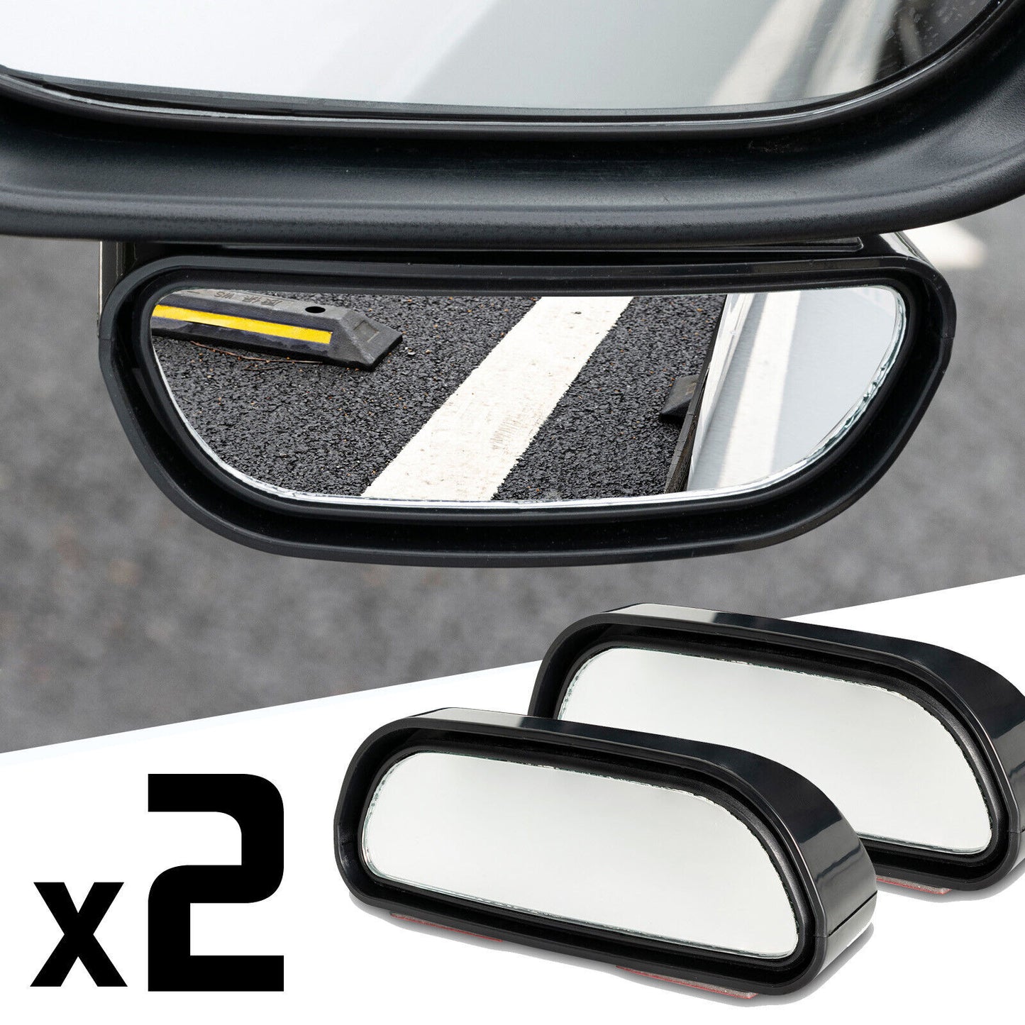 2x Panoramic Car Blind Spot Side Rear View Mirror Stick on 360 Wide Angle Tow