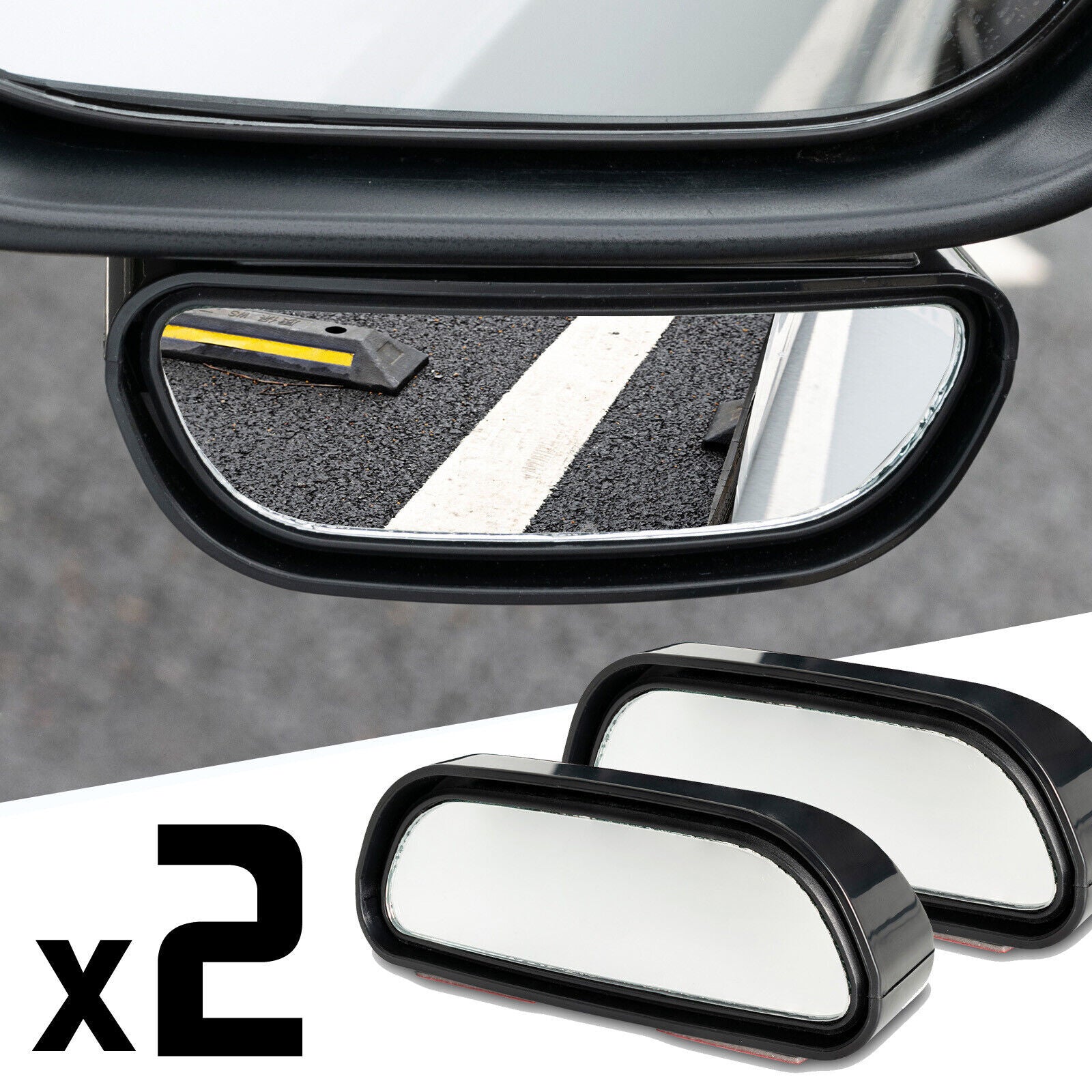 2x Panoramic Car Blind Spot Side Rear View Mirror Stick on 360 Wide Angle Tow