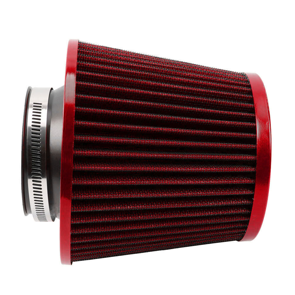Red 3 76mm High Flow Inlet Cold Air Intake Cone Replacement Dry Air Filter Q
