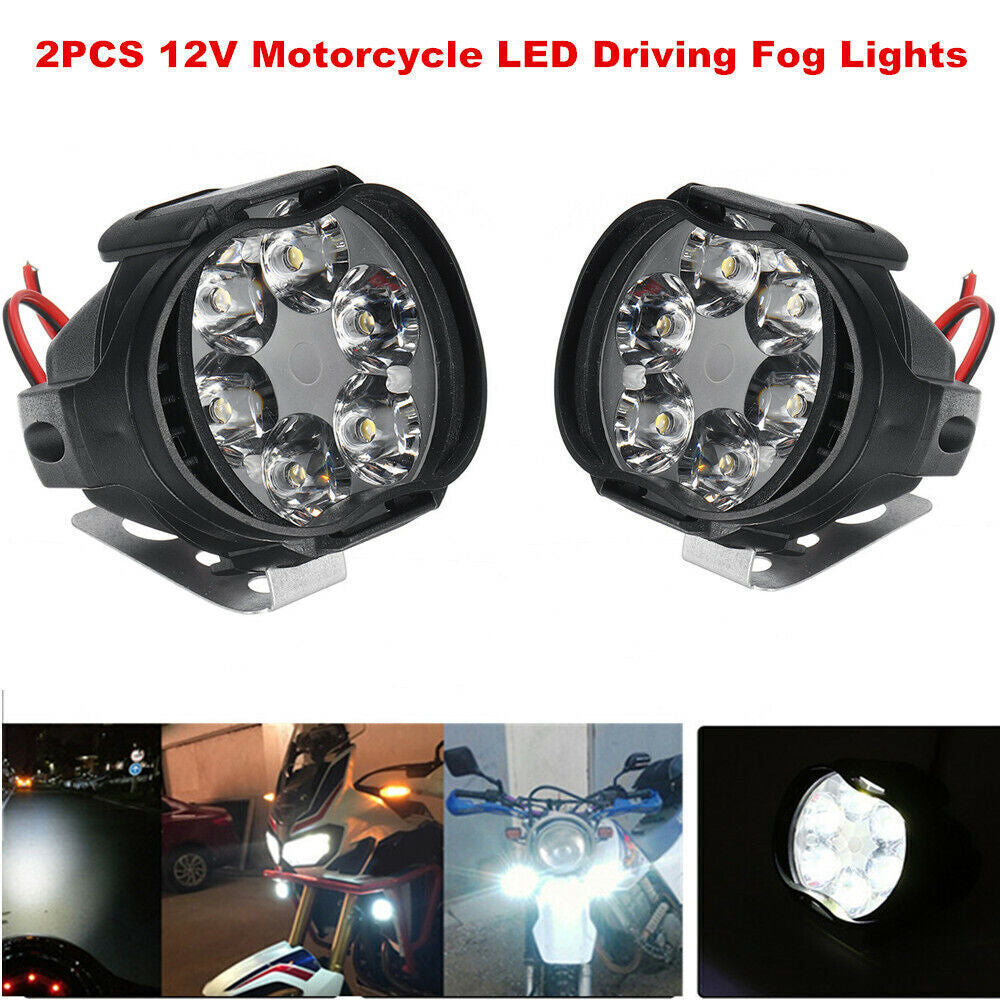 2-Pack 12V Motorcycle LED Driving Fog Lights, Off-Road Bicycle Work Lights n