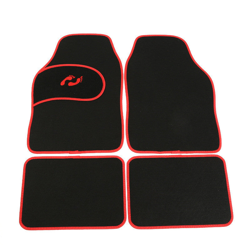 4x Black/Red Car Floor Mats Carpet Custom Heavy Duty Heel Prevent Wear Foot Pad