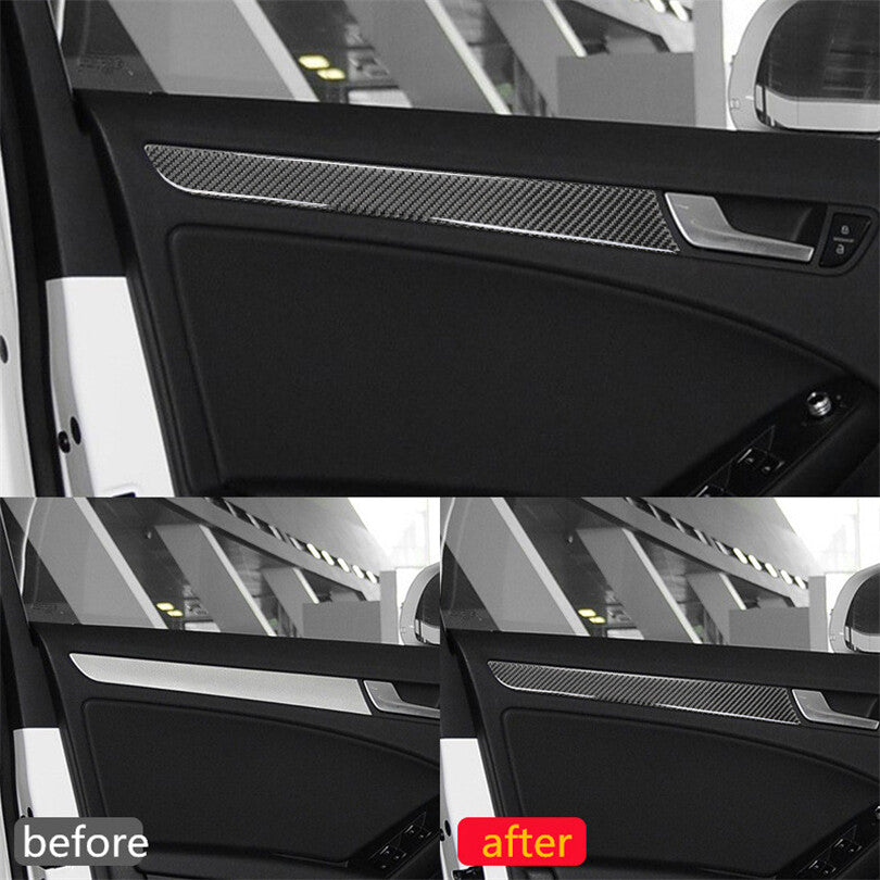 4Pcs Real Carbon Fiber Interior Window Door Panel Cover Trim for Audi A4 B8 n