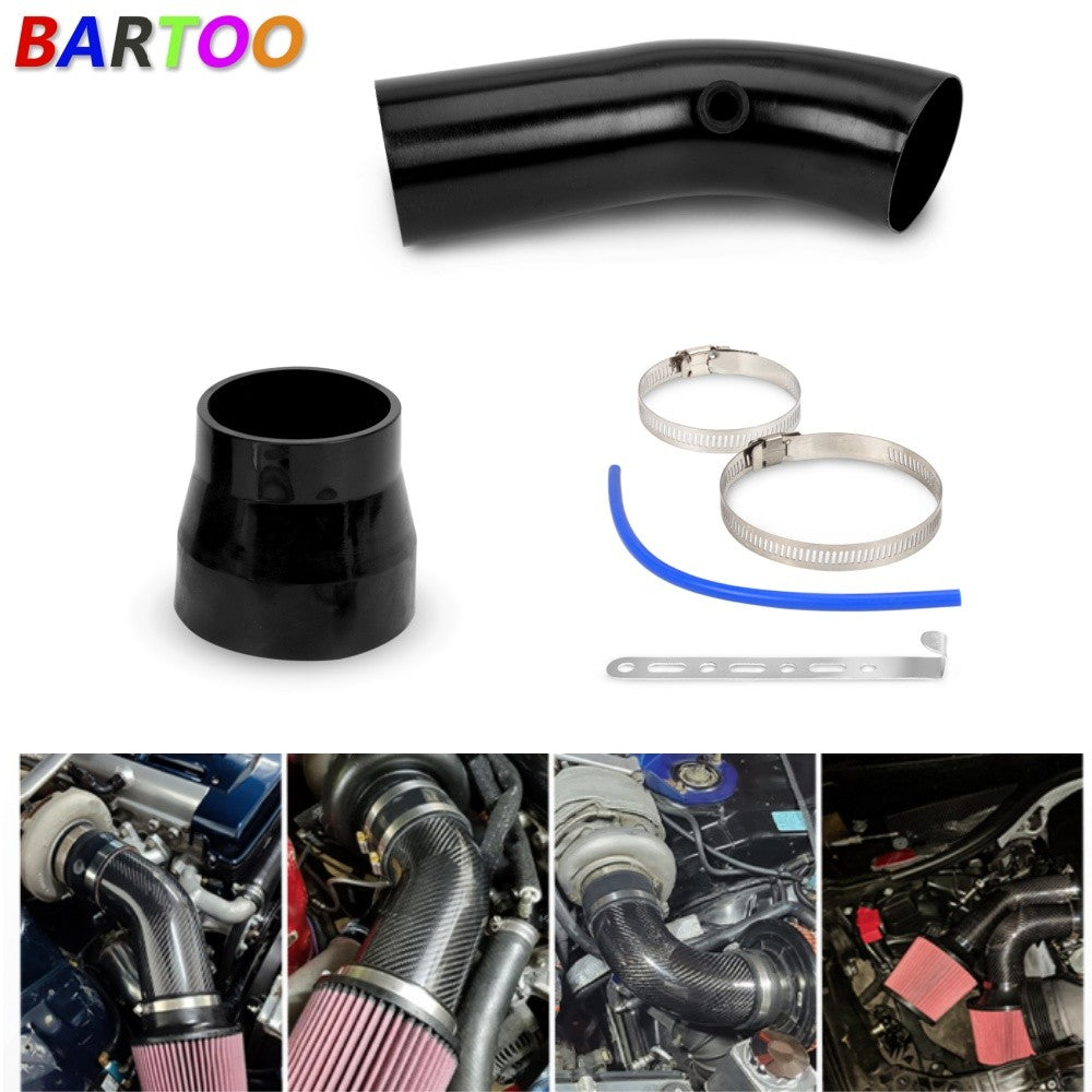 Black Universal 76mm 3 Aluminum Car Cold Air Intake Induction Pipe Hose Tube Q