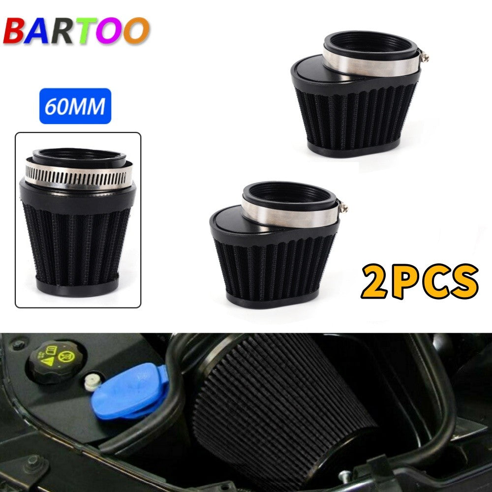 2PCS Universal Black 2.36in Motorcycle Air Intake Filter Cleaner Pod Replacement Q