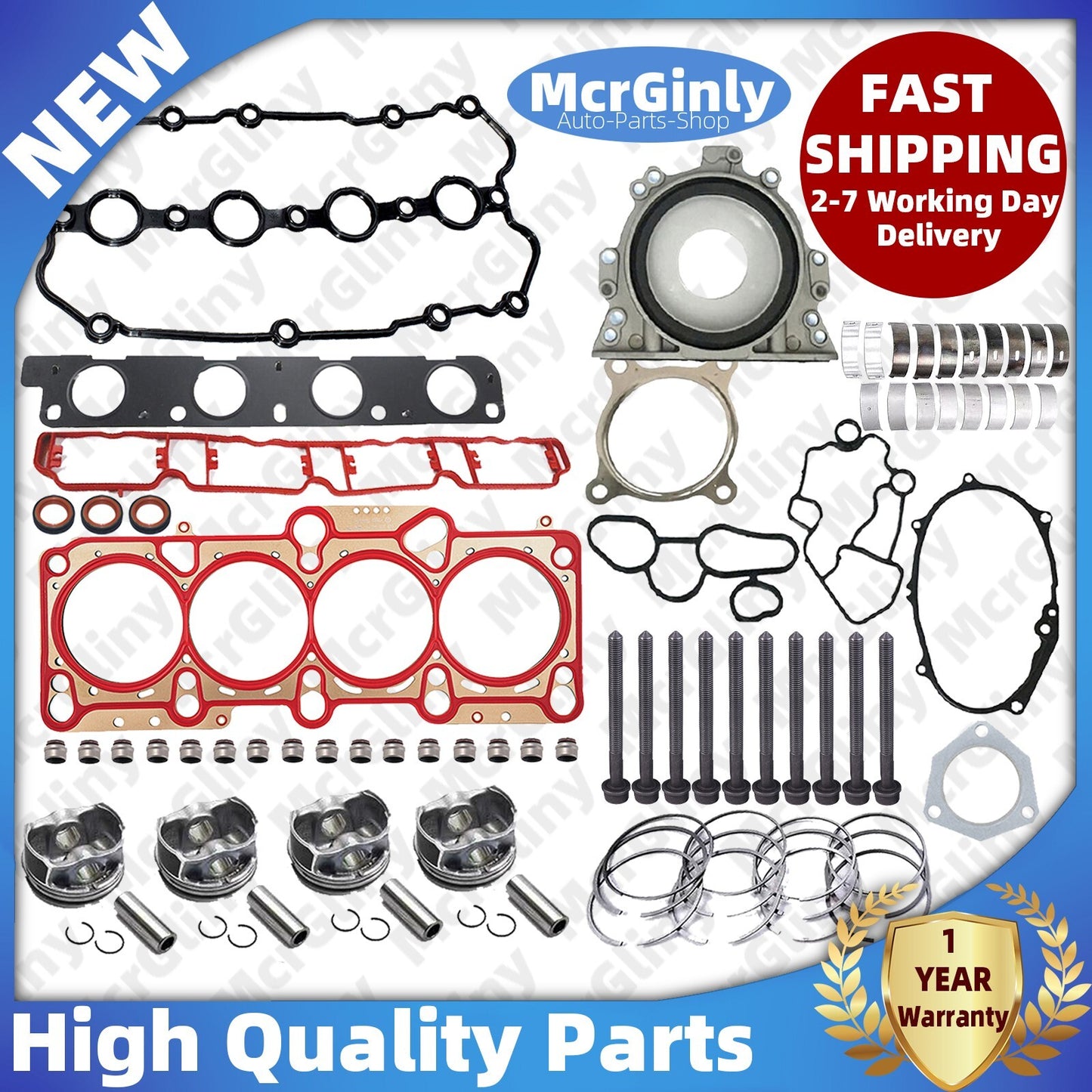2.0T Engine Rebuild Washer Kit with 20mm Piston Kit for Audi AXX BWA BPY- n