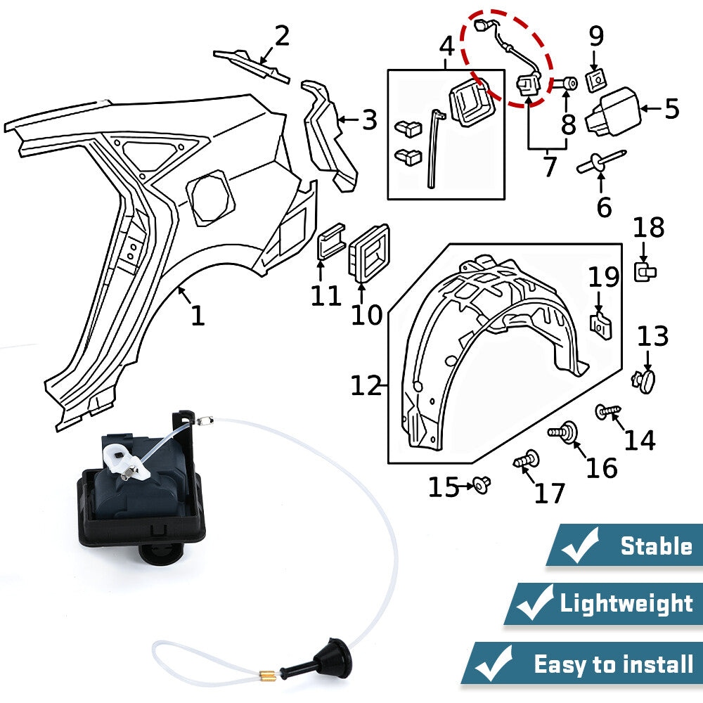 Fuel Lid Gas Door Actuator Assembly for Honda for Civic 74700-TBA-A02 / 74700TBAA02