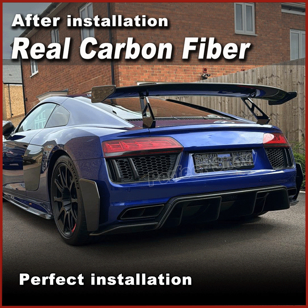 for Audi R8 V10 2Door 16-18 Real Carbon Rear Bumper Fins Splitters Apron Flaps