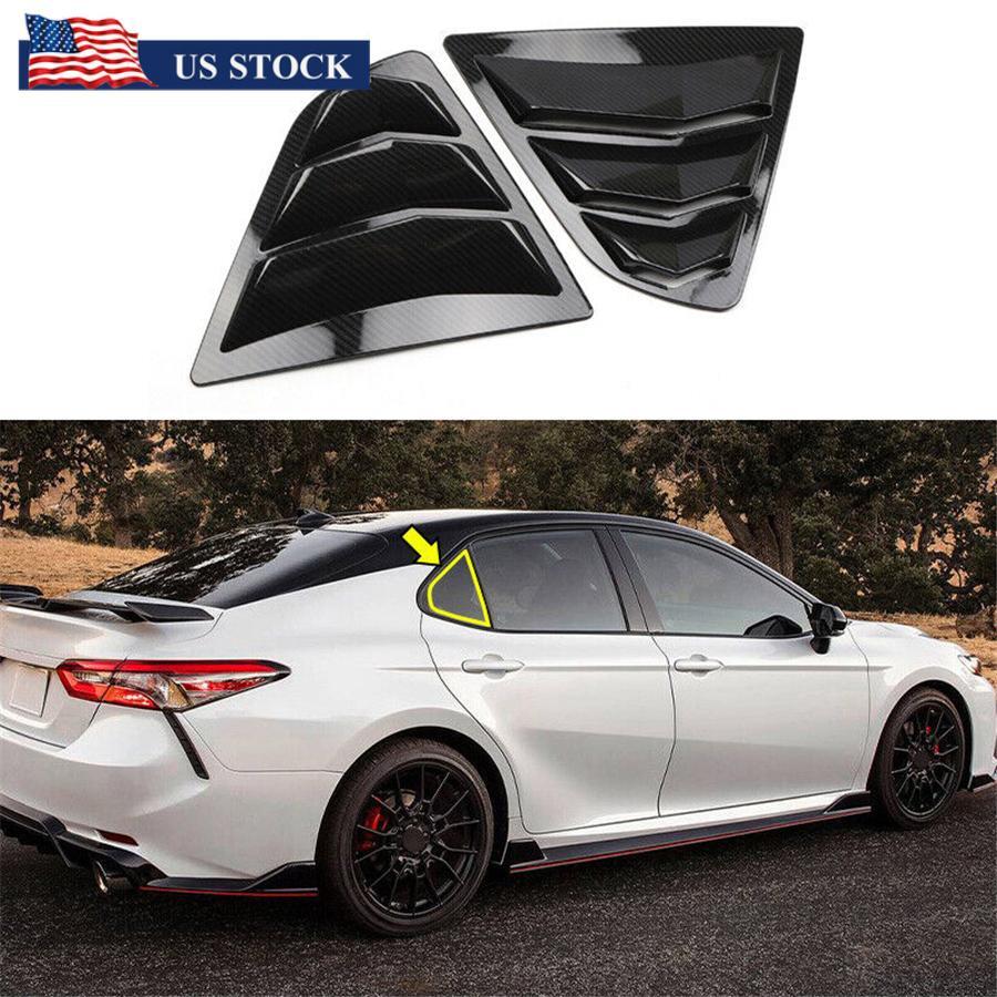 Carbon Fiber Look Rear Side Window Quarter Louver Cover Trim for Toyota for Camry